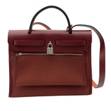 エルメス HERMES エールバックジップPM D刻 ボルドー シルバー金具 トワル・ハンター レディース ショルダーバッグ