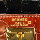 エルメス HERMES ケリー28 外縫い トリコロール 〇X刻 ミール/グリシマン/ブラック ゴールド金具 アリゲーター レディース ショルダーバッグ