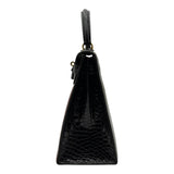 エルメス HERMES ケリー28 外縫い トリコロール 〇X刻 ミール/グリシマン/ブラック ゴールド金具 アリゲーター レディース ショルダーバッグ