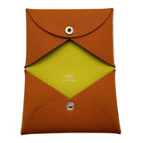エルメス HERMES カルヴィ ヴェルソ B刻 オレンジ/ライム エプソン レディース カードケース