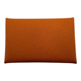 エルメス HERMES カルヴィ ヴェルソ B刻 オレンジ/ライム エプソン レディース カードケース