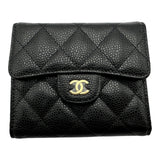シャネル CHANEL クラシックスモールフラップウォレット AP0231 ブラック ゴールド金具 キャビアスキン レディース 三つ折り財布