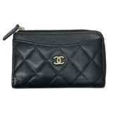 シャネル CHANEL ジップカードホルダー AP3179 ブラック/ゴールド金具 キャビア レディース カードケース