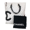 シャネル CHANEL カンボンライン フラットトートバック A28126 ホワイト・ブラック ラム レディース トートバッグ