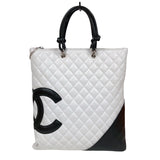 シャネル CHANEL カンボンライン フラットトートバック A28126 ホワイト・ブラック ラム レディース トートバッグ