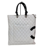 シャネル CHANEL カンボンライン フラットトートバック A28126 ホワイト・ブラック ラム レディース トートバッグ