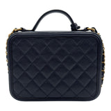 シャネル CHANEL CCフィリグリーバニティバッグ A93343 25番台 ネイビー ゴールド金具 キャビアスキン レディース ショルダーバッグ