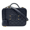 シャネル CHANEL CCフィリグリーバニティバッグ A93343 25番台 ネイビー ゴールド金具 キャビアスキン レディース ショルダーバッグ