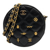 シャネル CHANEL マトラッセ ラウンドチェーンクラッチ 28番台 ブラック ゴールド金具 ラムスキン レディース ショルダーバッグ