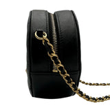 シャネル CHANEL マトラッセ ラウンドチェーンクラッチ 28番台 ブラック ゴールド金具 ラムスキン レディース ショルダーバッグ