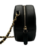 シャネル CHANEL マトラッセ ラウンドチェーンクラッチ 28番台 ブラック ゴールド金具 ラムスキン レディース ショルダーバッグ