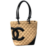 シャネル CHANEL カンボンライントートスモール A25167 ベージュ ブラック ラムスキン レディース トートバッグ