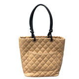 シャネル CHANEL カンボンライントートスモール A25167 ベージュ ブラック ラムスキン レディース トートバッグ