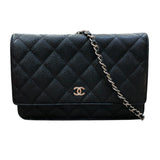 シャネル CHANEL マトラッセチェーンウォレット A33814 ブラック シルバー金具 キャビアスキン レディース ショルダーバッグ