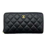 シャネル CHANEL クラシック ロングジップウォレット AP0242 31番台 ブラック ゴールド金具 キャビアスキン レディース 長財布