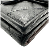 シャネル CHANEL スモールフラップウォレット AP0230 31番台 ブラック ゴールド金具 キャビアスキン レディース 三つ折り財布