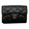 シャネル CHANEL スモールフラップウォレット AP0230 31番台 ブラック ゴールド金具 キャビアスキン レディース 三つ折り財布