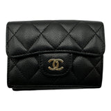 シャネル CHANEL スモールフラップウォレット AP0230 31番台 ブラック ゴールド金具 キャビアスキン レディース 三つ折り財布