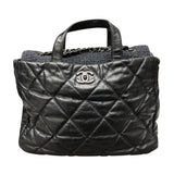 シャネル CHANEL ポートベロートートバッグ A46148 ブラック シルバー金具 ラム･ツイード レディース トートバッグ