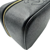 シャネル CHANEL ココマークバニティバッグ A01997 3番台 ブラック ゴールド金具 キャビアスキン レディース ハンドバッグ