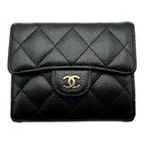 シャネル CHANEL クラシックスモールフラップウォレット AP0231 ブラック ゴールド金具 キャビアスキン レディース 三つ折り財布