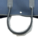 エルメス HERMES ガーデンパーティPM W刻印 ネイビー/ブラック シルバー金具 トワル レディース トートバッグ
