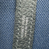 エルメス HERMES ガーデンパーティPM W刻印 ネイビー/ブラック シルバー金具 トワル レディース トートバッグ