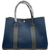 エルメス HERMES ガーデンパーティPM W刻印 ネイビー/ブラック シルバー金具 トワル レディース トートバッグ