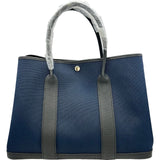 エルメス HERMES ガーデンパーティPM W刻印 ネイビー/ブラック シルバー金具 トワル レディース トートバッグ