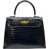 エルメス HERMES ケリー25 外縫い □B刻印 ブラック ゴールド金具 ポロサス レディース ショルダーバッグ