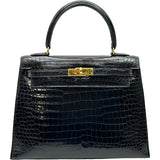 エルメス HERMES ケリー25 外縫い □B刻印 ブラック ゴールド金具 ポロサス レディース ショルダーバッグ