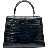 エルメス HERMES ケリー25 外縫い □B刻印 ブラック ゴールド金具 ポロサス レディース ショルダーバッグ