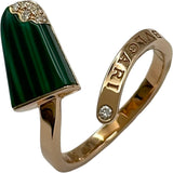 ブルガリ BVLGARI ジェラーティリング ピンクゴールド Au750 マラカイト ダイヤモンド ジュエリー