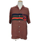 グッチ GUCCI 総柄レーヨンシャツ 731961 レッド レーヨン メンズ 半袖シャツ