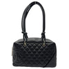 シャネル CHANEL カンボンライン ボーリングバッグ A25171 9番台 ブラック シルバー金具 ラムスキン レディース ハンドバッグ