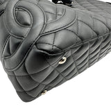 シャネル CHANEL カンボンライン ボーリングバッグ A25171 9番台 ブラック シルバー金具 ラムスキン レディース ハンドバッグ