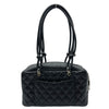 シャネル CHANEL カンボンライン ボーリングバッグ A25171 9番台 ブラック シルバー金具 ラムスキン レディース ハンドバッグ