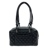 シャネル CHANEL カンボンライン ボーリングバッグ A25171 9番台 ブラック シルバー金具 ラムスキン レディース ハンドバッグ