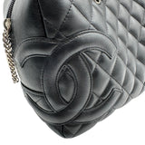 シャネル CHANEL カンボンライン ボーリングバッグ A25171 9番台 ブラック シルバー金具 ラムスキン レディース ハンドバッグ