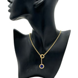ブルガリ BVLGARI リバーシブルドロップネックレス ゴールド 750 ラピスラズリ ロードクロサイト ジュエリー