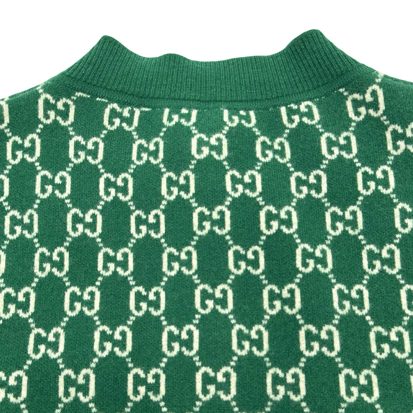 グッチ GUCCI GG総柄ノーカラーニットコート 599263 グリーン ウール