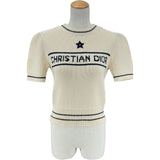 クリスチャン・ディオール Christian Dior シグネチャーロゴカシミヤ 半袖ニットトップス 154S09AM305 アイボリー カシミヤ レディース ニット