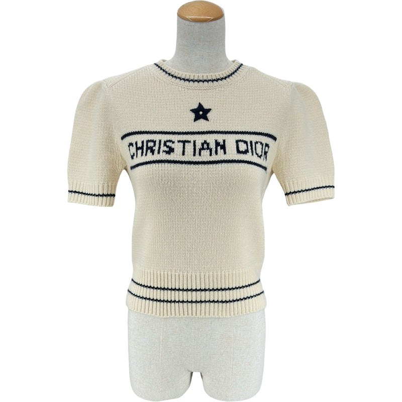 Christian Dior系統 半袖 ニット ホワイト 並行輸入品 クリスチャン・ディオール Christian Dior シグネチャーロゴカシミヤ