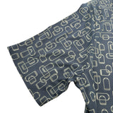 エルメス HERMES 総柄プリントTシャツ H55792HA ネイビー コットン メンズ 半袖Ｔシャツ