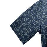 エルメス HERMES 総柄プリントTシャツ H55792HA ネイビー コットン メンズ 半袖Ｔシャツ