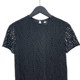 サンローラン SAINT LAURENT ショートスリーブレースワンピース 484797 ブラック コットン レディース ワンピース