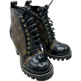 ルイ・ヴィトン LOUIS VUITTON スタートレイルラインモノグラムショートブーツ ブラック レザー レディース ブーツ