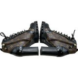 ルイ・ヴィトン LOUIS VUITTON スタートレイルラインモノグラムショートブーツ ブラック レザー レディース ブーツ