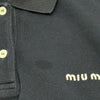 ミュウミュウ miu miu コットンピケロゴ長袖ポロシャツ MUL019 ネイビー コットン メンズ ポロシャツ