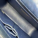 シャネル CHANEL シェブロンダブルチェーンショルダー 24番台 ネイビー ゴールド金具 ラム レディース ショルダーバッグ